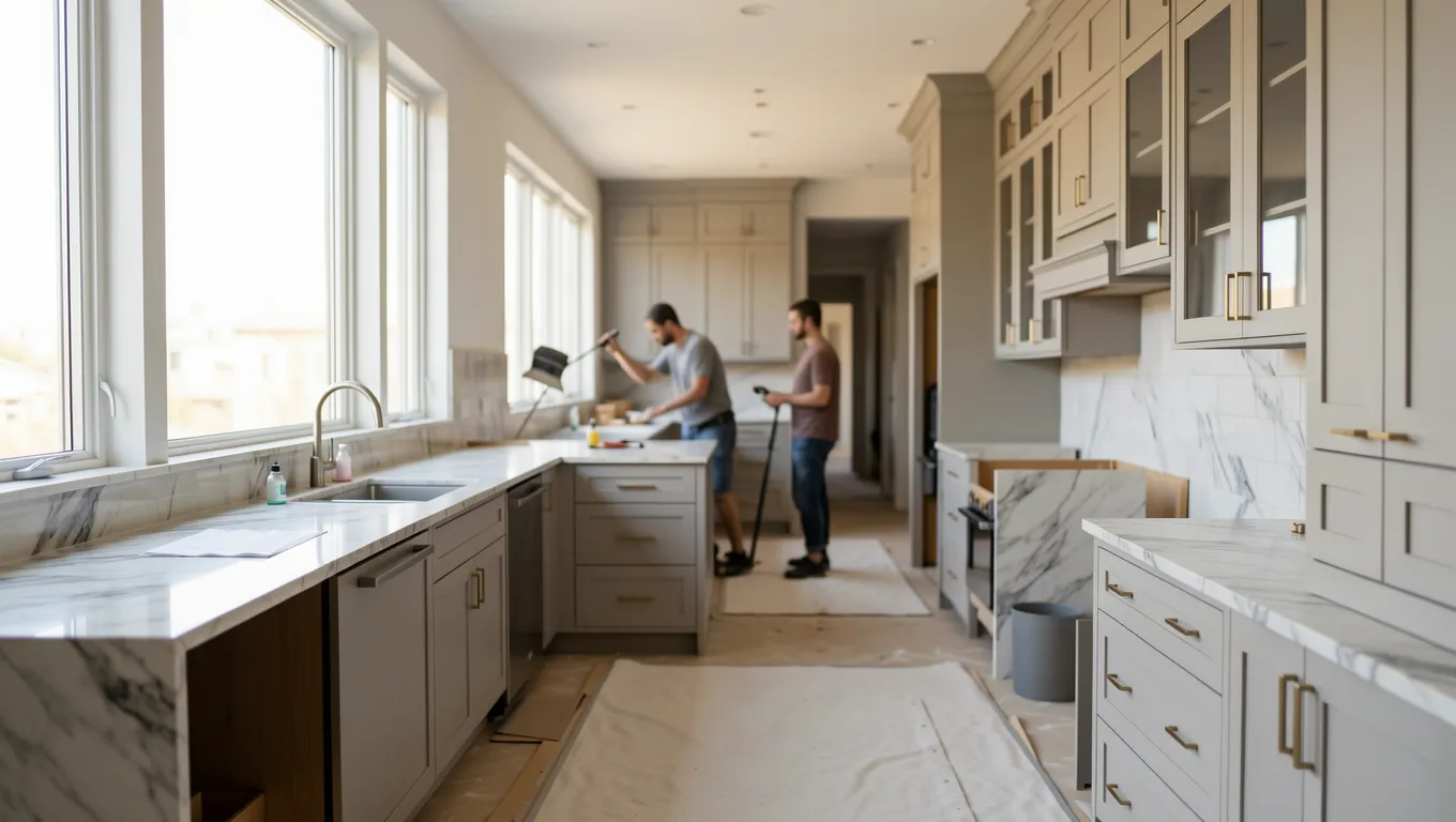Professional installation of a luxury kitchen remodel using best large personal loans