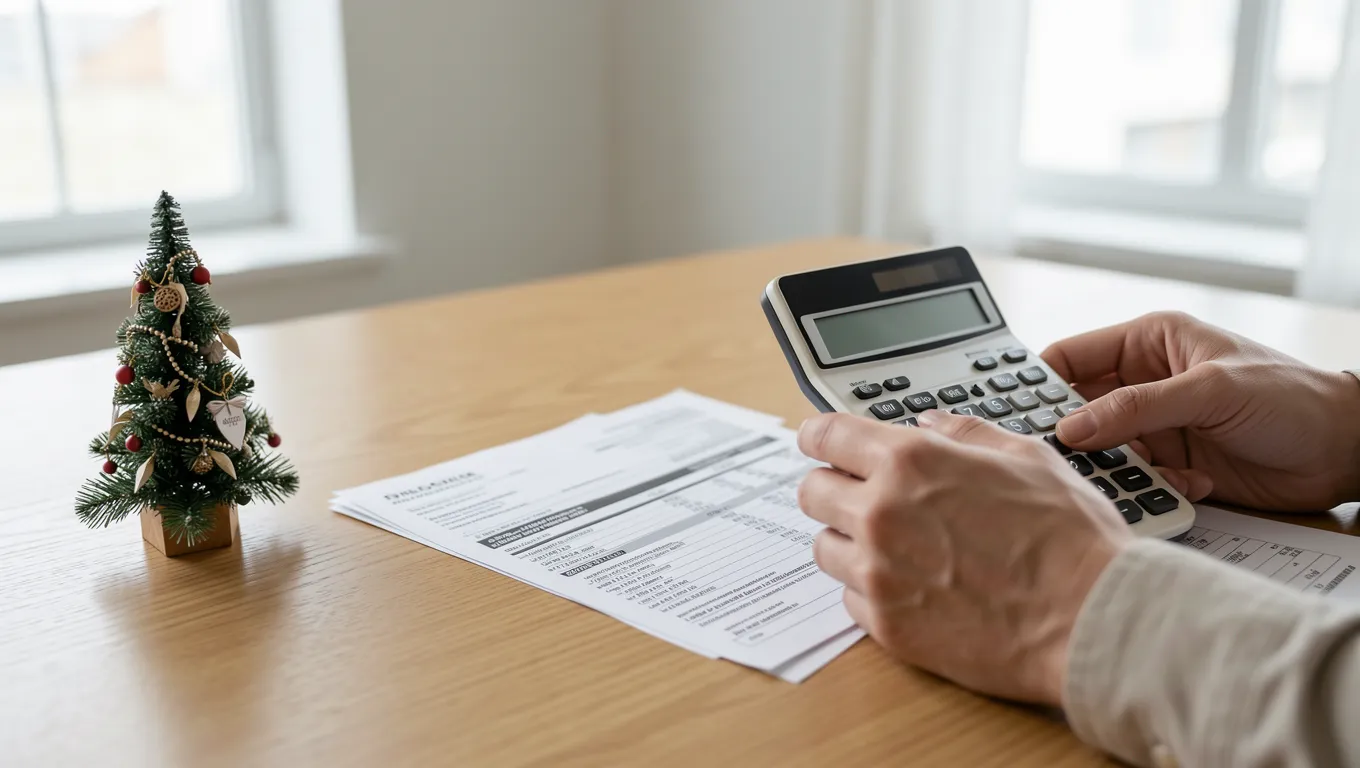 A person calculating finances and managing budget during the holiday season