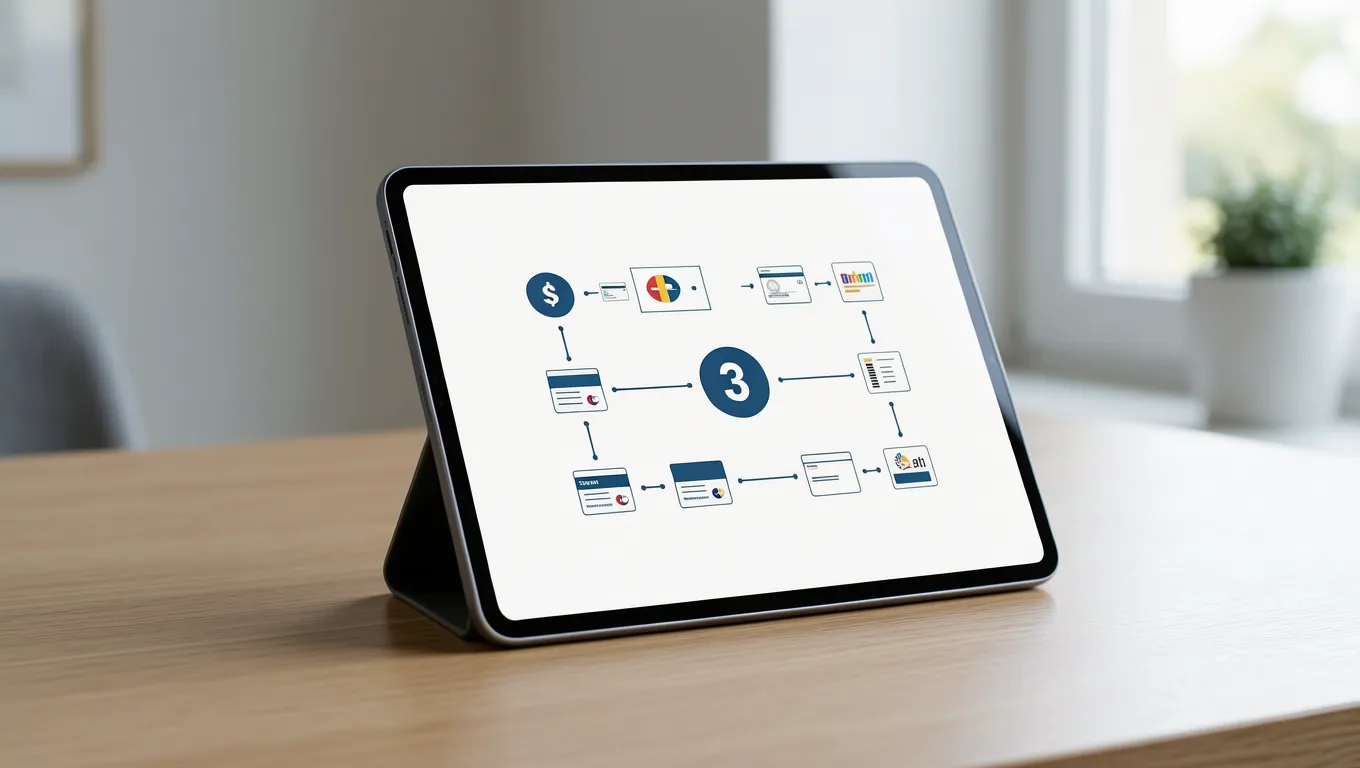 Digital dashboard showing synchronized payment due dates on a tablet
