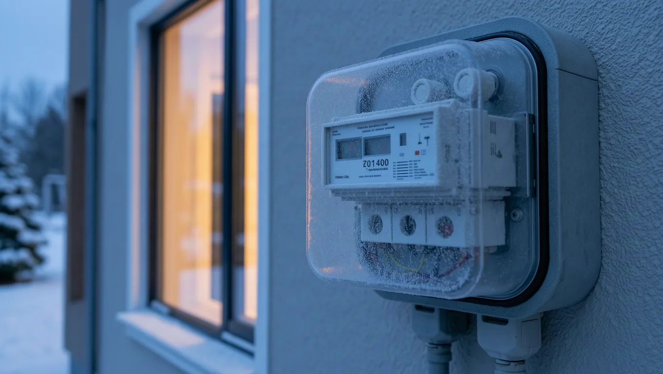 Close up of an electric utility meter in soft twilight light