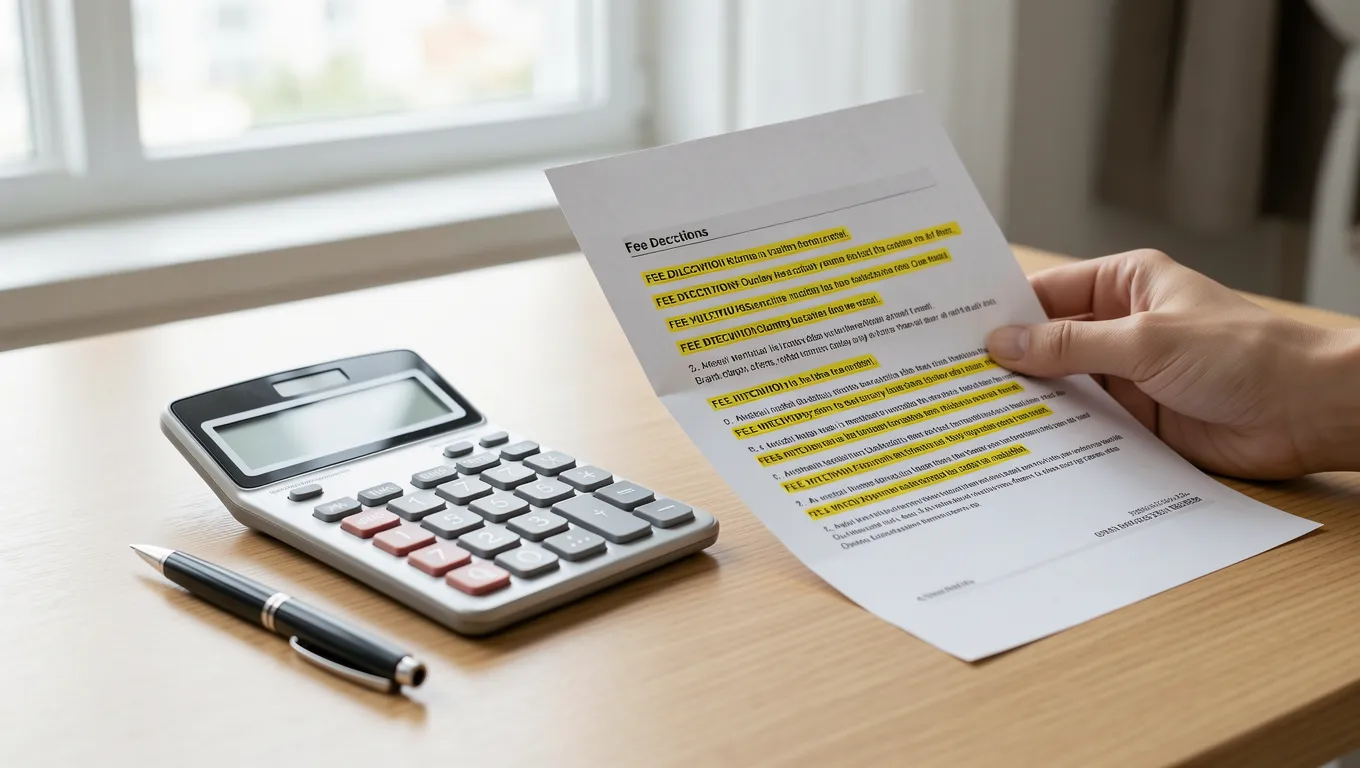 Person reviewing bank statements and calculating overdraft fees