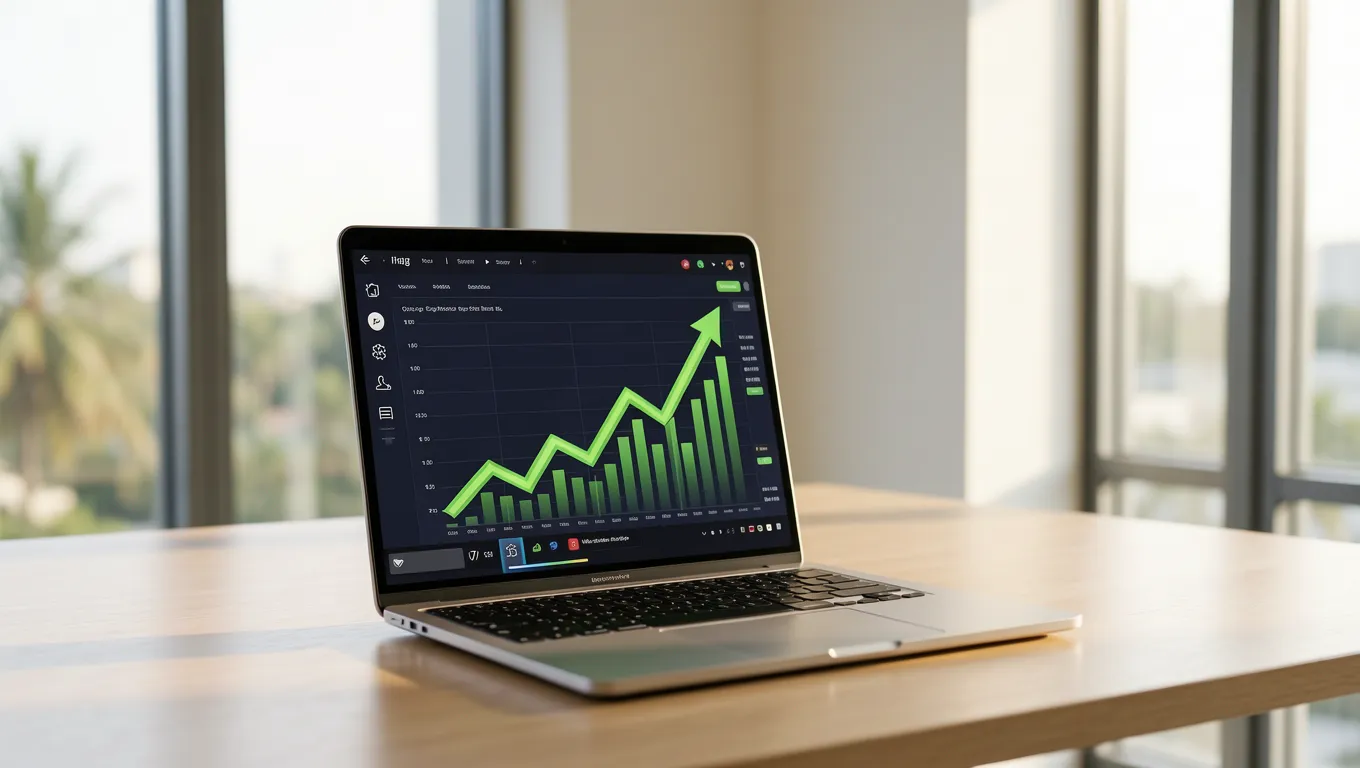 Laptop showing financial growth charts representing instant approval personal loans in 2026