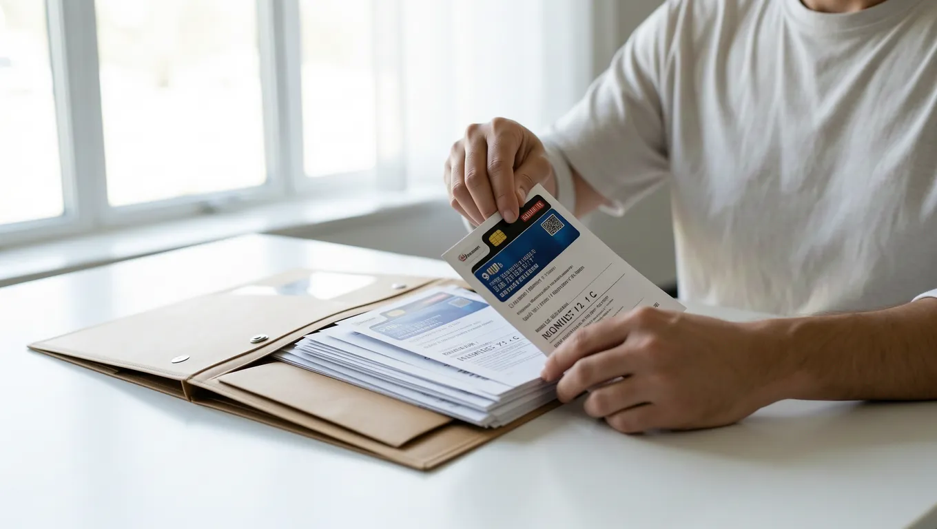 Someone organizing multiple bills into one folder for personal loans for debt consolidation.