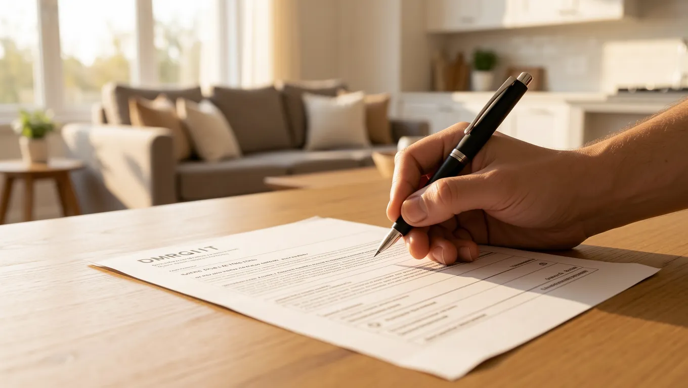 A person reviewing paperwork to refinance a home in 2026